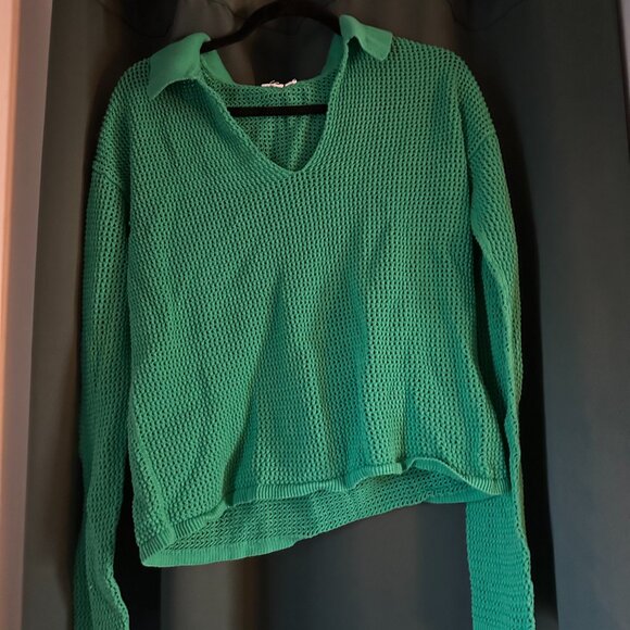 GAP mesh Knit Green collard sweater - Picture 2 of 6